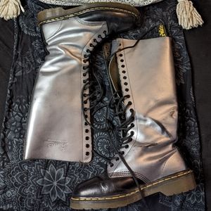 Navy Silver 20 eye hole doc martens